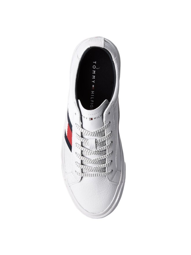 Sneakers Tommy Hilfiger Flag Detail Leather Sneaker FM0FM01712 Blanc chaussures