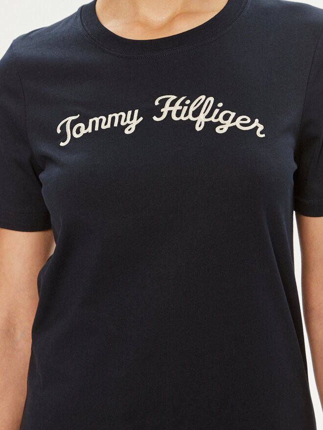 Tommy Hilfiger Tommy Hilfiger Majica Script WW0WW42589 Mornarsko modra Regular Fit
