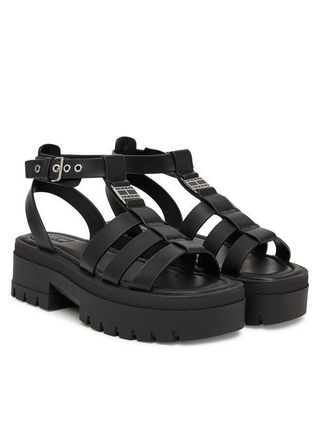 Tommy Jeans Sandalen Tommy Jeans Tjw Fisherman Leather Max Sandal EN0EN02943 Schwarz