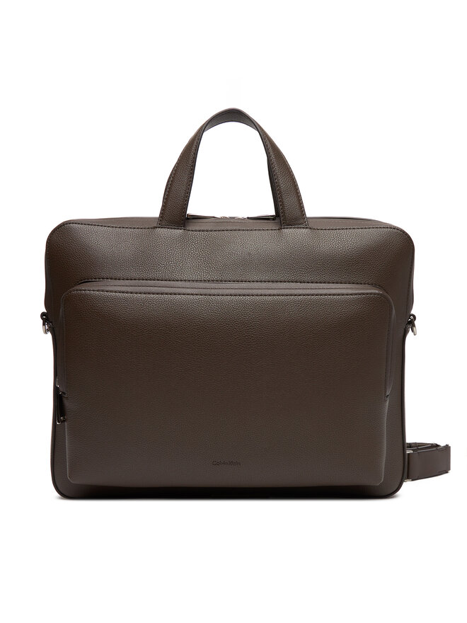 Calvin Klein Чанта за лаптоп Calvin Klein Micro Pebble Slim Briefcase 36 LV04D3012G Кафяв