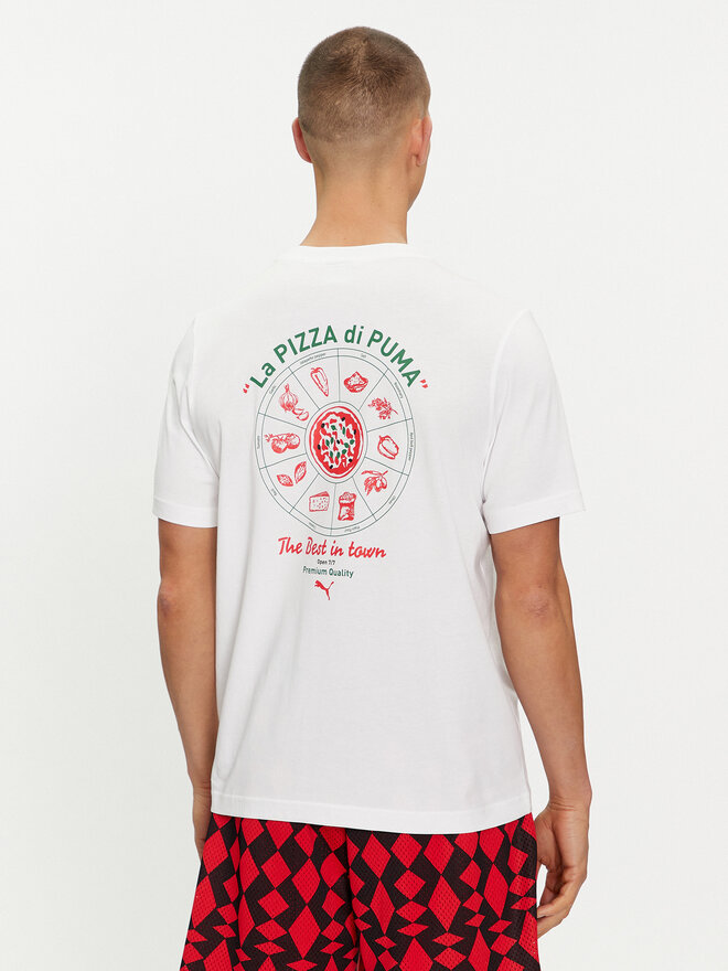 Puma Puma Marškinėliai Graphics Pizza 625415 Balta Regular Fit