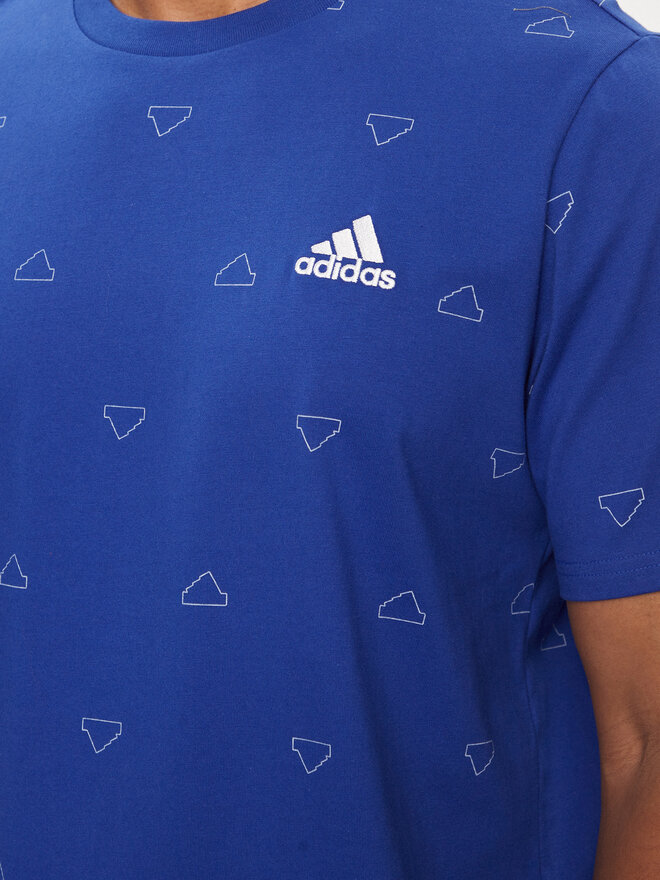 adidas adidas Marškinėliai Seasonal Essentials Monogram Graphic IU0284 Mėlyna Regular Fit