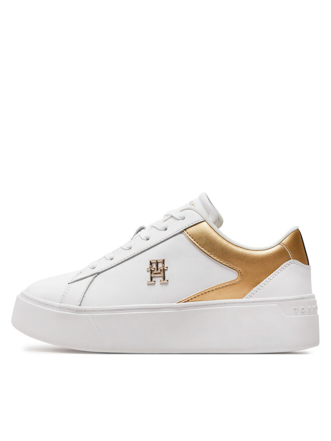 Tommy Hilfiger Sneakers Tommy Hilfiger Th Platform Court Sneaker Gld FW0FW08073 Weiß