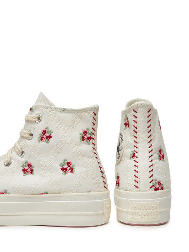 Converse Trampki Converse Chuck Taylor All Star Lift Platform Rose Cross Stitch A13659C Biały