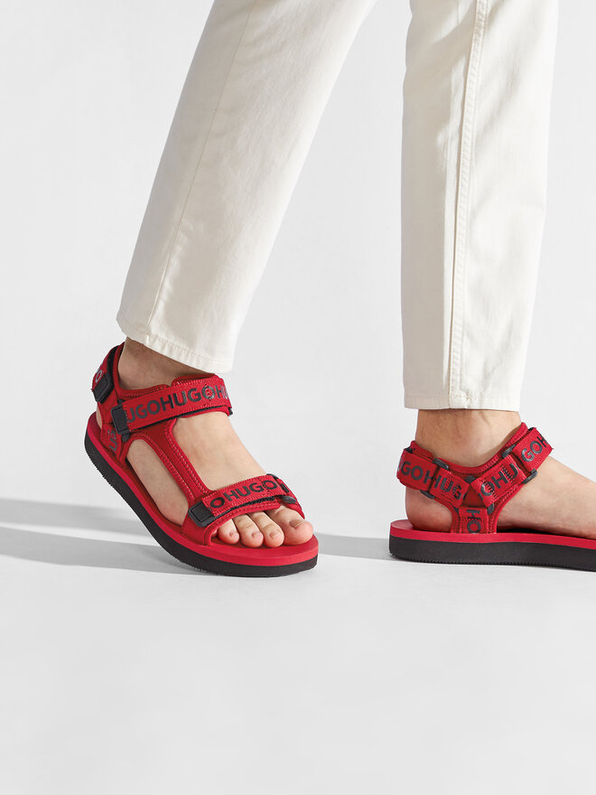 HUGO Sandali Hugo Jeans Sand 50474939 10242062 01 Rdeča