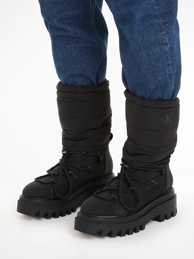 Calvin Klein Jeans Снігоходи Calvin Klein Jeans Flatform Snow Boot Nylon Wn YW0YW01146 Чорний