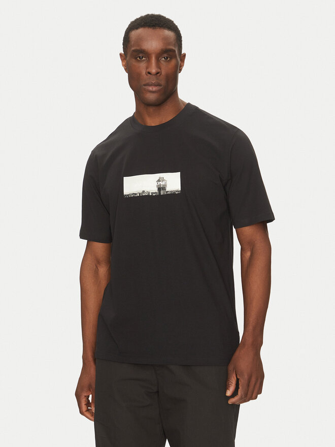 Jack&Jones Jack&Jones Marškinėliai Pacer Photo 12273775 Juoda Relaxed Fit
