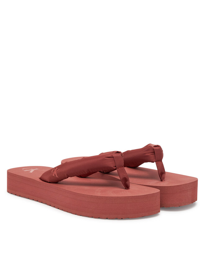 Calvin Klein Jeans Japonki Calvin Klein Jeans Beach Sandal Flatform Ttxr Satin YW0YW01723 Brązowy