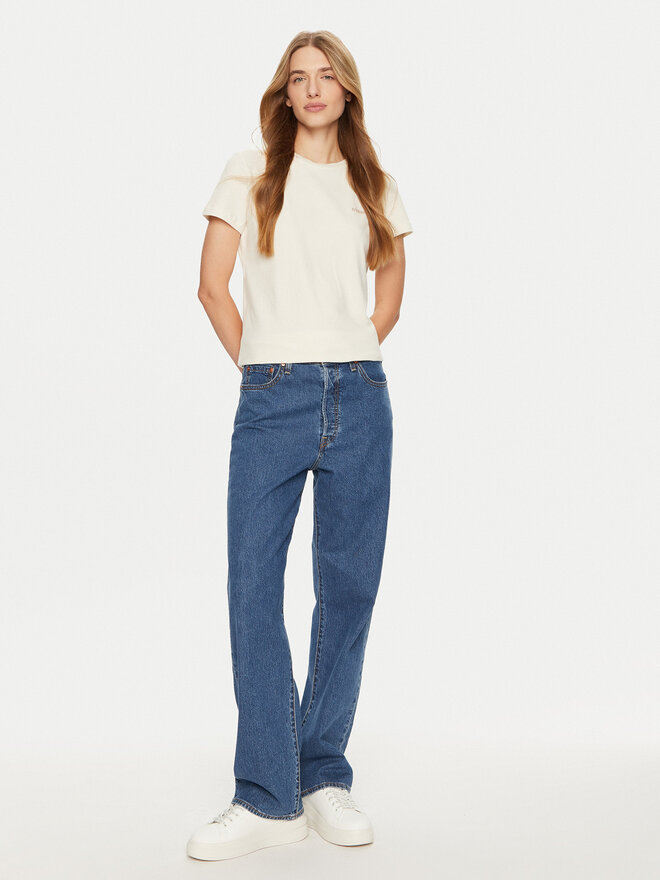 Guess Guess Marškinėliai V4BI04 KCBF1 Écru Slim Fit