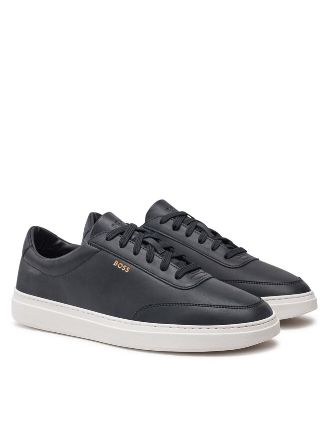 Tenis BOSS Kieran Para Hombre - Zapatos De Cuero Con Suela De Caucho, Diseño Clásico Y Cordones