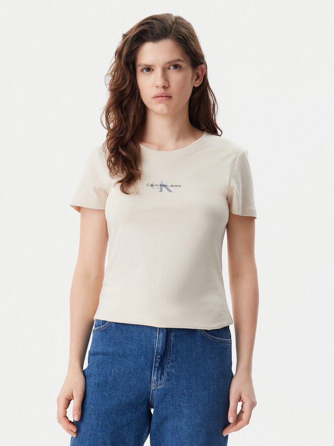 Calvin Klein Jeans Calvin Klein Jeans Camiseta Gradient Monologo J20J225252 Beis Slim Fit