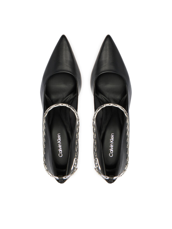Calvin Klein Štikle Calvin Klein Ess Stiletto Hdw Chain Lth 90 HW0HW02718 Crna