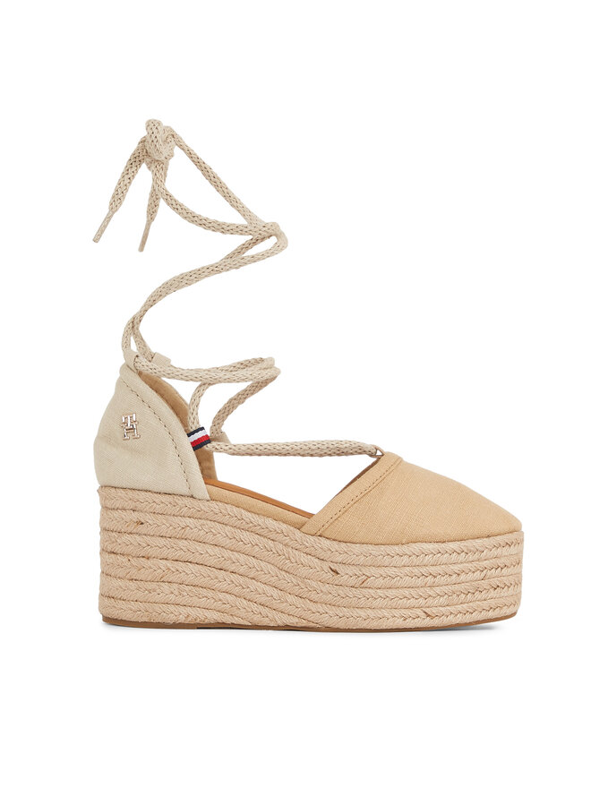 Espadrilles Tommy Hilfiger Closed Toe Linen Flatform FW0FW07746 Beige chaussures