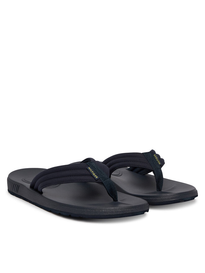 Tommy Hilfiger Zehentrenner Tommy Hilfiger Molded Hilfiger Lth Beach Sandal FM0FM05802 Dunkelblau