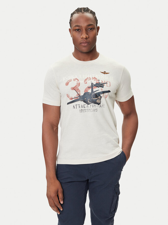 Aeronautica Militare Aeronautica Militare Camiseta 252TS2472UJ00708 Écru Regular Fit