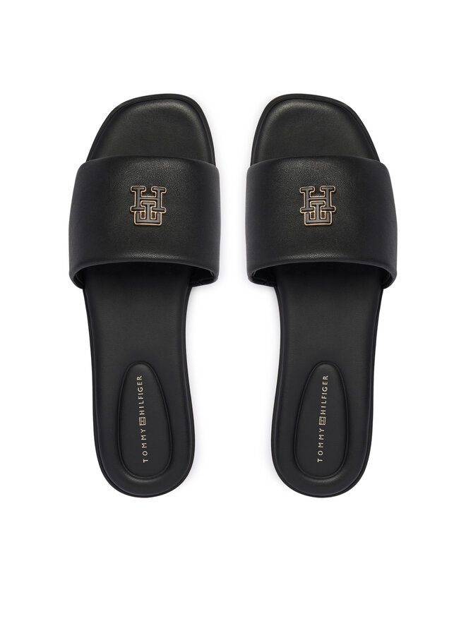 Tommy Hilfiger Pantoletten Tommy Hilfiger Th Logo Hardware Leather Mule FW0FW09292 Schwarz