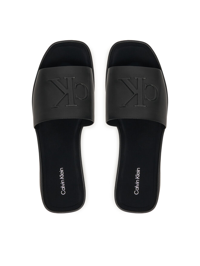 Calvin Klein Pantoletten Calvin Klein Flatf Sndl Lth Mg HW0HW03026 Schwarz