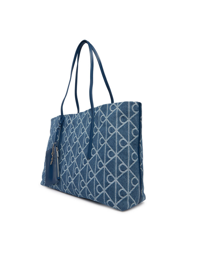 Calvin Klein Handtasche Calvin Klein Emblem Aop Denim Tote W/ Pouch LV04F3428G Blau
