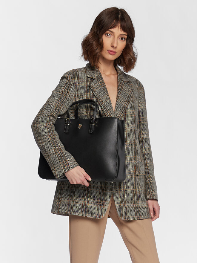 Tommy Hilfiger Handtasche Tommy Hilfiger Th Timeless Work Bag AW0AW13159 Schwarz