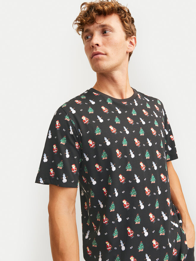 Jack&Jones Jack&Jones Marškinėliai Xmas Merry 12265399 Juoda Standard Fit