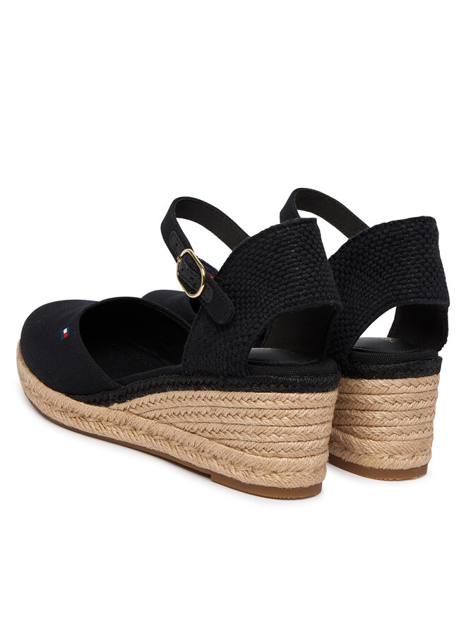 Tommy Hilfiger Espadrilles Tommy Hilfiger Mid Wedge Espad Closed Toe FW0FW09233 Schwarz