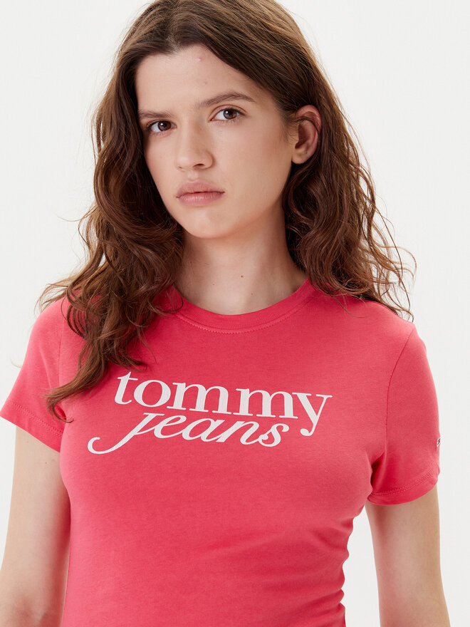 Tommy Jeans Tommy Jeans Marškinėliai Essential DW0DW19447 Rožinė Slim Fit