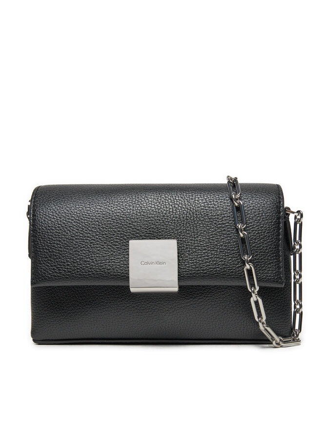 Calvin Klein Handtasche Calvin Klein Ck Plaque Sm Crossbody W/Chain K60K612785 Schwarz