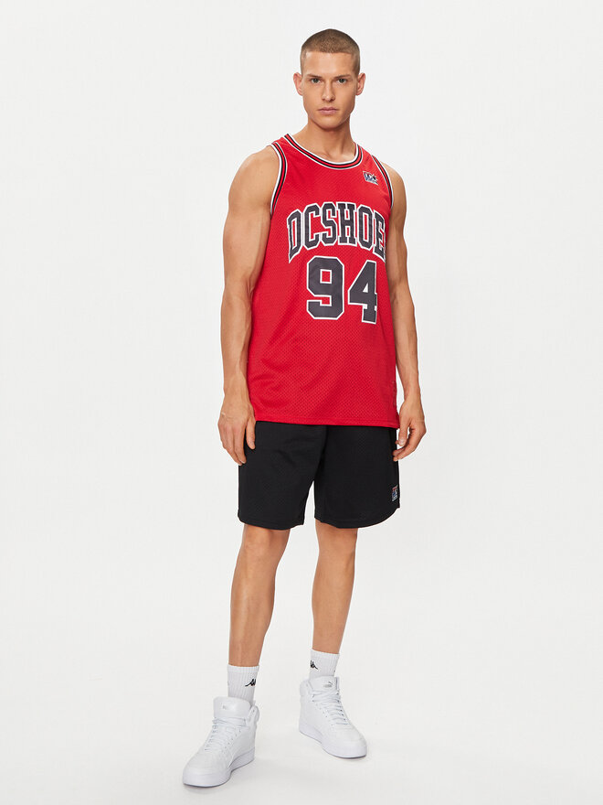 DC DC Tank top marškinėliai Shy Town Jersey ADYKT03230 Raudona Regular Fit
