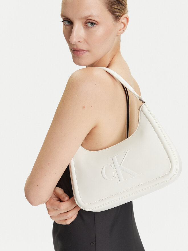 Calvin Klein Дамска чанта Calvin Klein Bold Ck Small Shoulder Bag LV04F3230G Бял