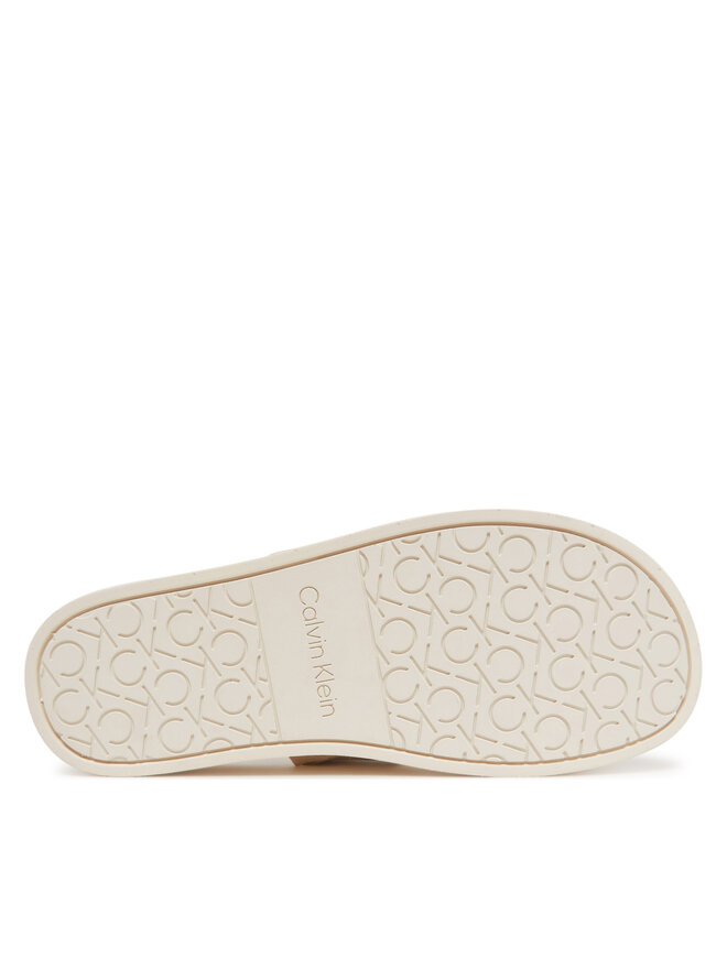 Calvin Klein Pantoletten Calvin Klein Flat Slide Jacq HW0HW02486 Écru
