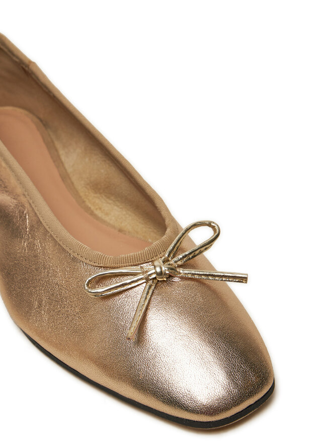 Tommy Hilfiger Baleriny Tommy Hilfiger Ballerina Soft Leather Metallic FW0FW08452 Złoty