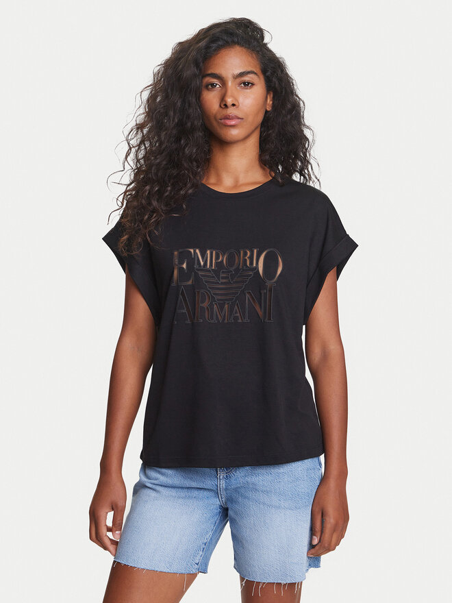 Emporio Armani Emporio Armani Marškinėliai EW000616 AF12187 UC001 Juoda Loose Fit