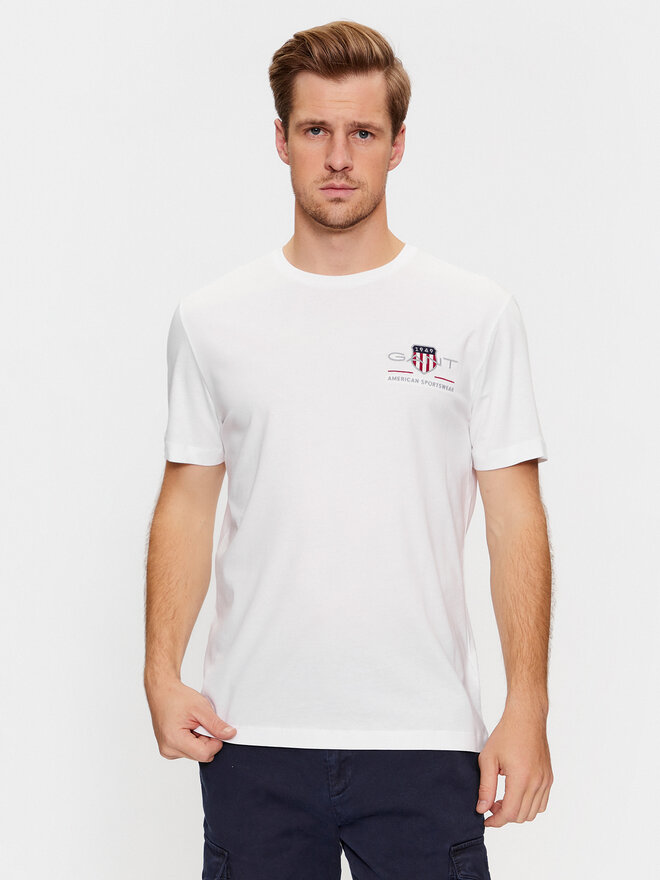Gant Gant Camiseta Reg Archive Shield Emb Ss 2067004 Blanco Regular Fit