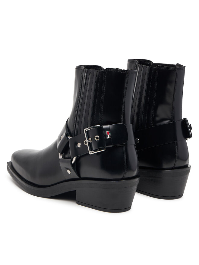 Tommy Jeans Stiefeletten Tommy Jeans Tjw Buckle Leather Cowboy Boots EN0EN03143 Schwarz