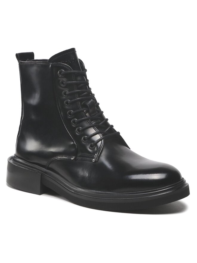 Calvin Klein Kozaki Calvin Klein Lace Up Boot Br Lth HM0HM00669 Czarny