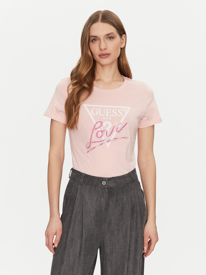 Guess Guess Marškinėliai W5GI05 I3Z14 Rožinė Regular Fit