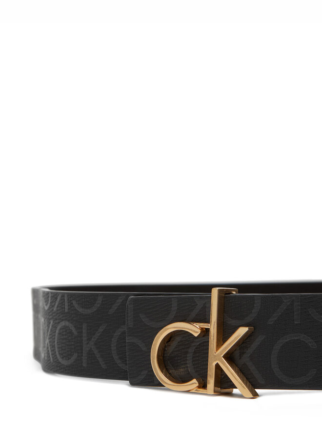 Calvin Klein Pasek Damski Calvin Klein Ck Buckle Reversible Belt 30Mm Mono LV04F7038G Czarny