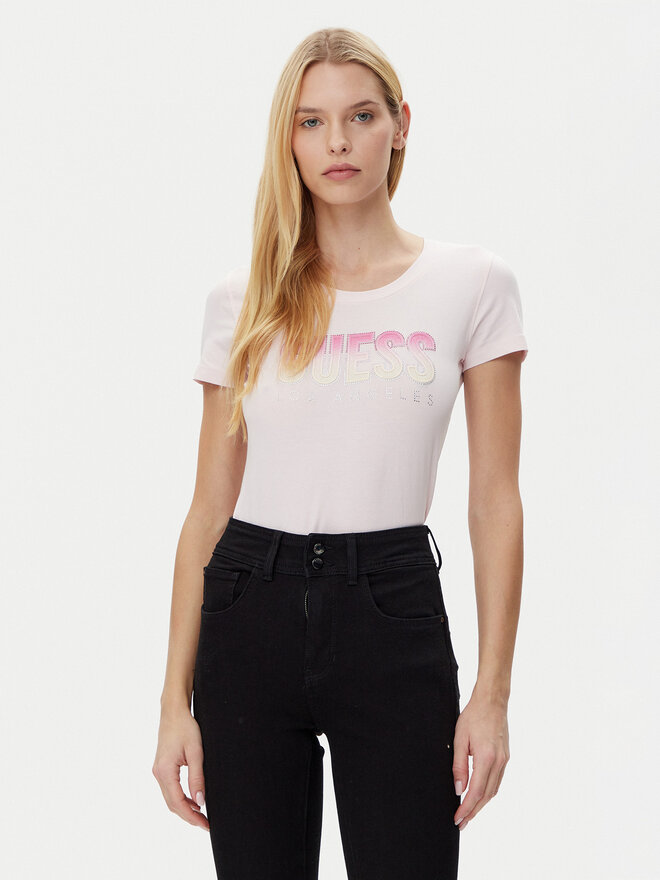 Guess Guess Marškinėliai W5GI14 J1314 Rožinė Regular Fit