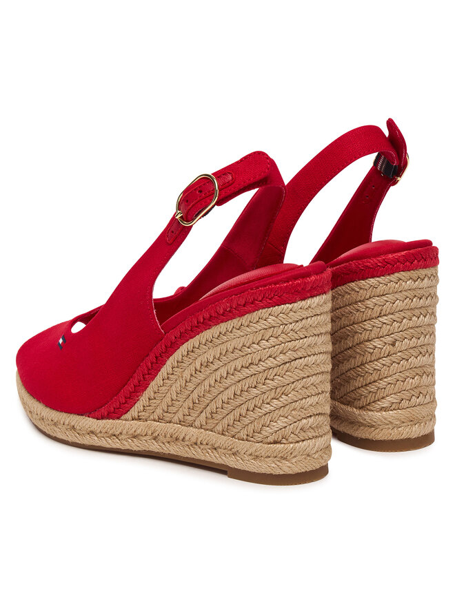 Tommy Hilfiger Espadrilles Tommy Hilfiger Flag High Wedge Espad Slingback FW0FW09343 Rot