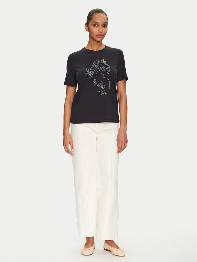 Vila Vila T-Shirt Sybil 14108062 Μαύρο Regular Fit