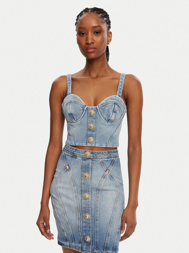 Balmain Balmain Felső DF1AA345DE53 Kék Slim Fit