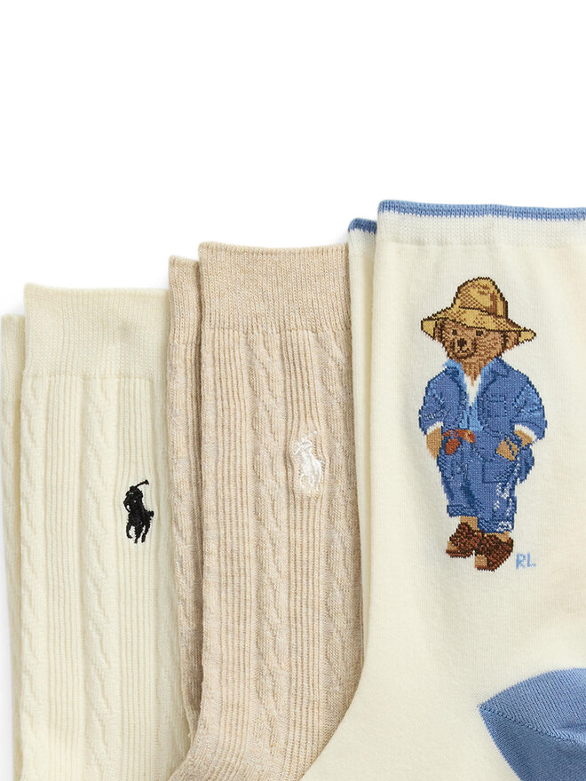 Polo Ralph Lauren 3er-Set hohe Damensocken Polo Ralph Lauren 455972027001 Beige