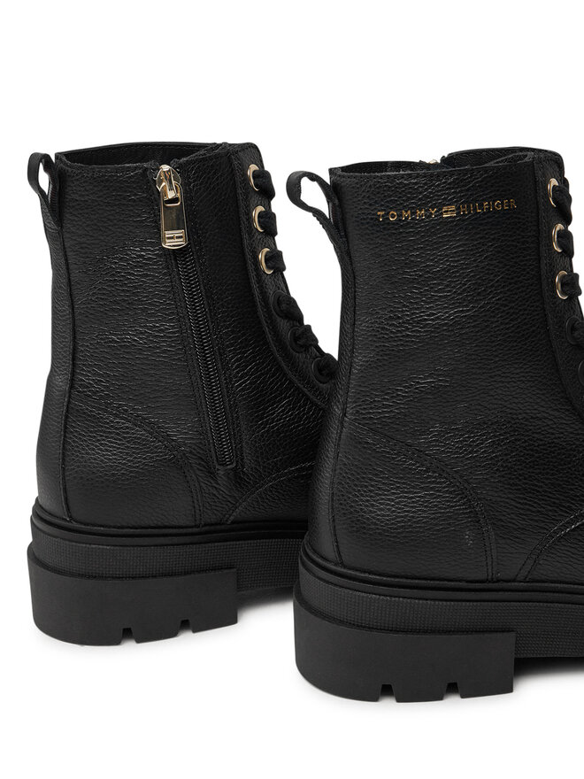 Tommy Hilfiger Ботильйони Tommy Hilfiger Bicolor Leather Lace-Up FW0FW08160 Чорний