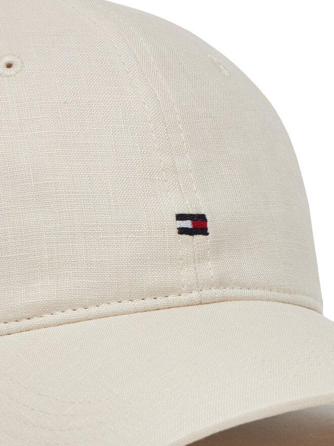 Tommy Hilfiger Cap Tommy Hilfiger Essential Flag Linen Cap AW0AW17130 Écru