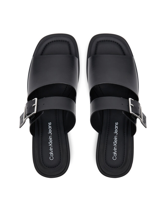 Calvin Klein Jeans Šľapky Calvin Klein Jeans Heel Square Mg Buckle Lth YW0YW01701 Čierna