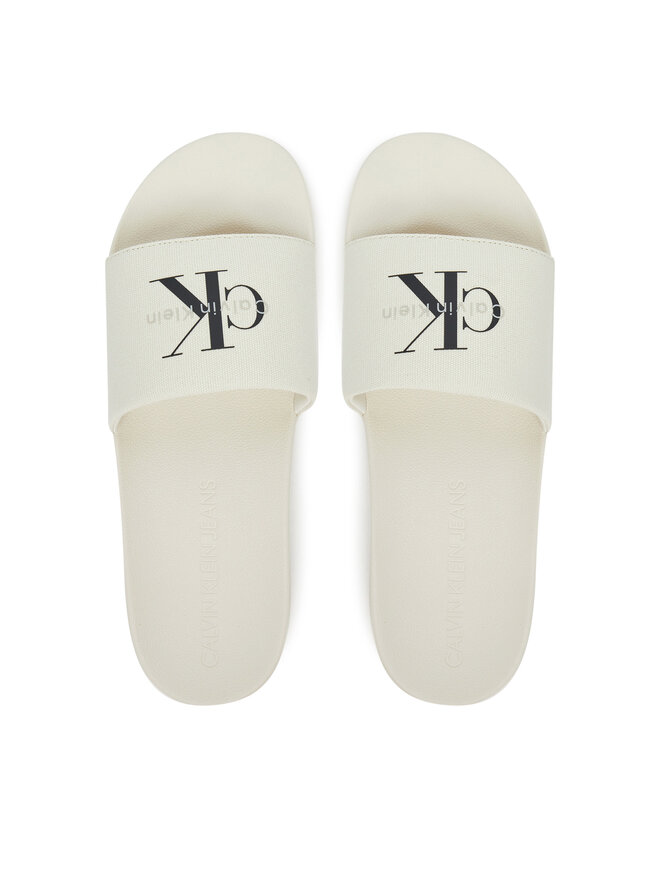 Calvin Klein Jeans Pantoletten Calvin Klein Jeans Slide Monologo Cv YM0YM01367 Weiß