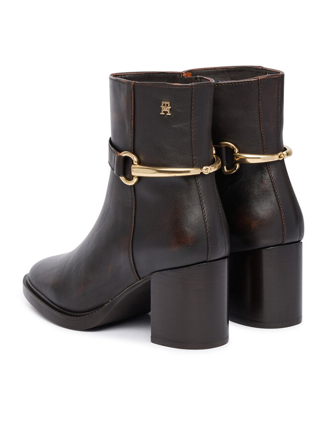 Tommy Hilfiger Stiefeletten Tommy Hilfiger TH Stud Heel Riding Ankle Boot FW0FW09552 Dunkelbraun
