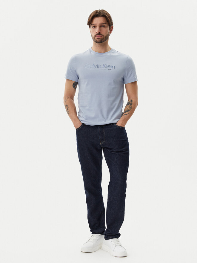 Calvin Klein Calvin Klein Marškinėliai Satin Bonded Logo K10K114162 Žydra Regular Fit