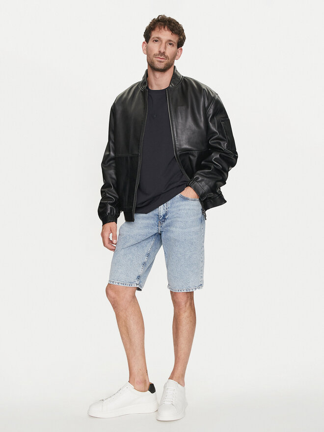 Bugatti Bugatti Marškinėliai 8350 55024A Tamsiai mėlyna Slim Fit