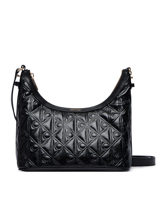 Calvin Klein Handtasche Calvin Klein Emblem Aop Debossed Shoulder Bag LV04F3874G Schwarz